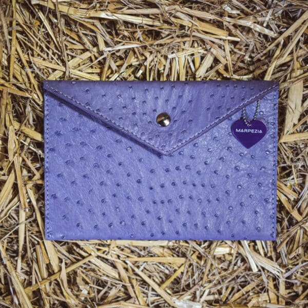 Epona purple ostrich leather clutch bag