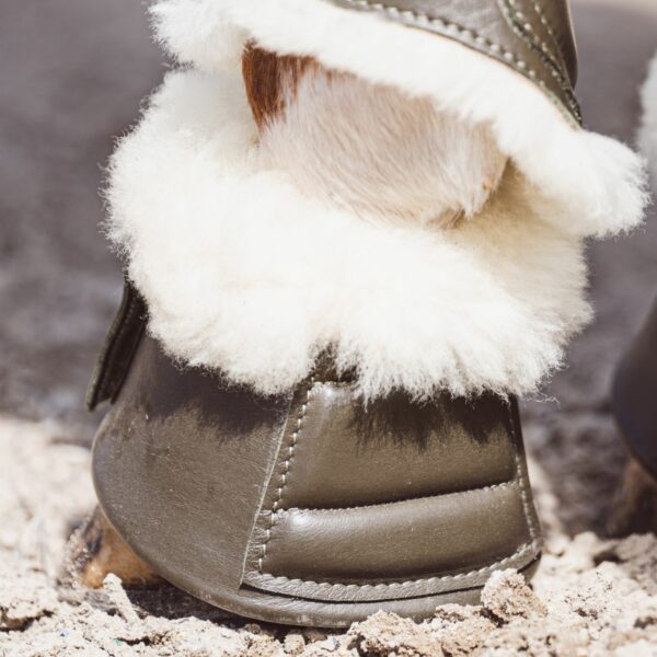 Khaki Leather and Sheepskin Bell Boots